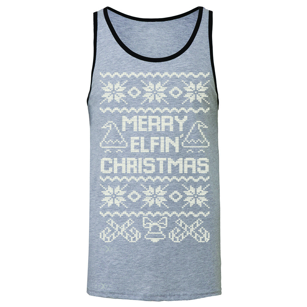 Zexpa Apparel™ Merry Elfin Christmas  Men's Jersey Tank Ugly Sweater Tradition Sleeveless - Zexpa Apparel Halloween Christmas Shirts