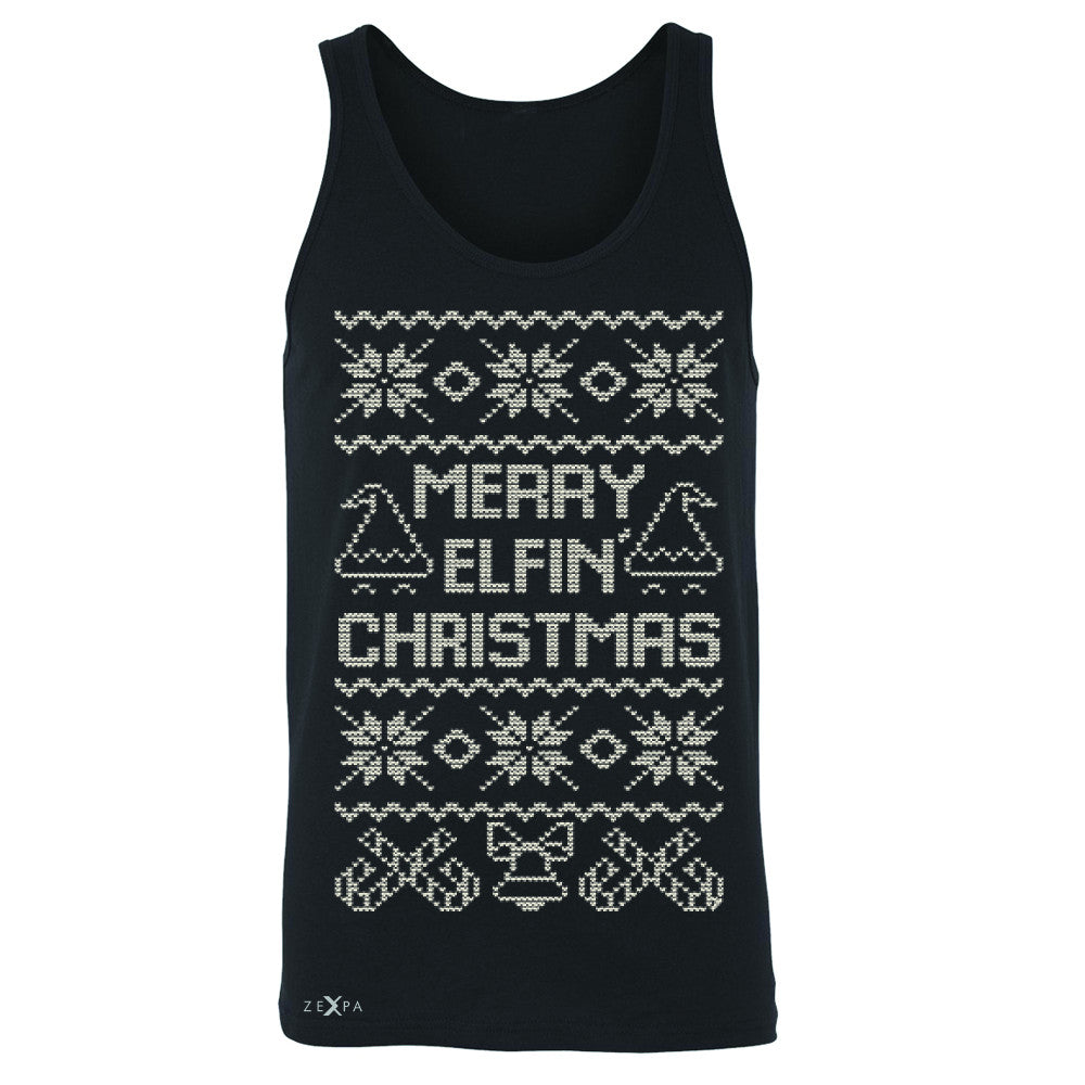 Zexpa Apparel™ Merry Elfin Christmas  Men's Jersey Tank Ugly Sweater Tradition Sleeveless - Zexpa Apparel Halloween Christmas Shirts