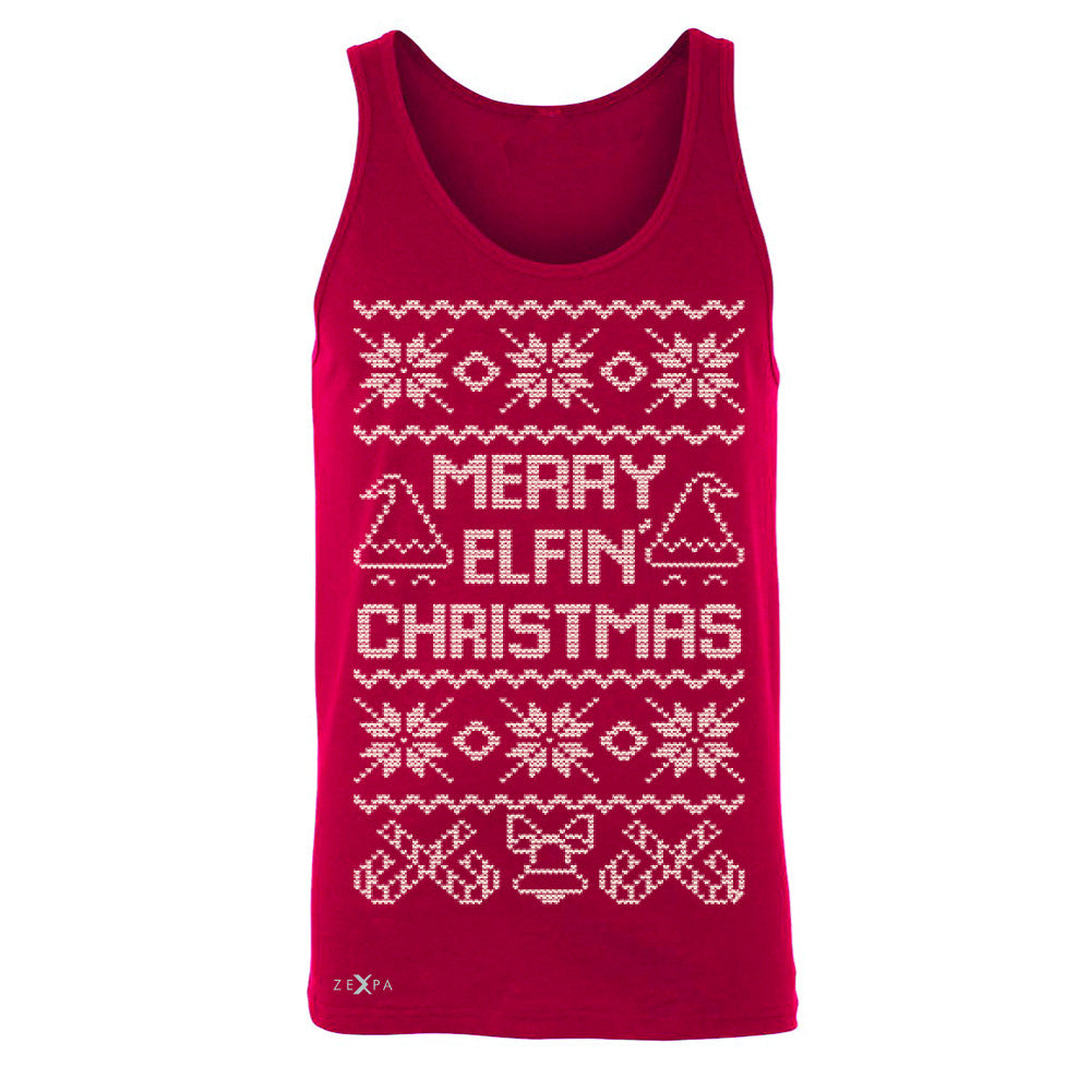 Zexpa Apparel™ Merry Elfin Christmas  Men's Jersey Tank Ugly Sweater Tradition Sleeveless - Zexpa Apparel Halloween Christmas Shirts