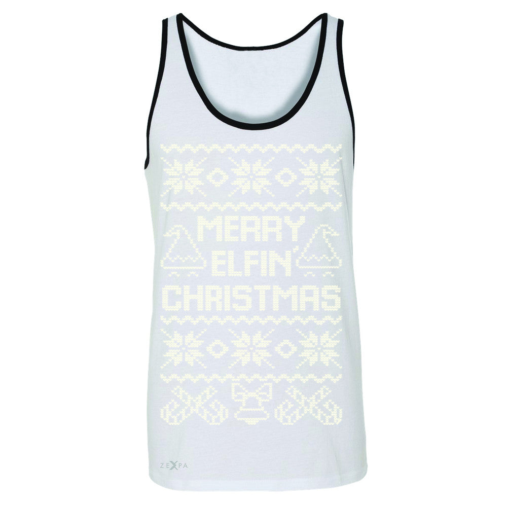 Zexpa Apparel™ Merry Elfin Christmas  Men's Jersey Tank Ugly Sweater Tradition Sleeveless - Zexpa Apparel Halloween Christmas Shirts