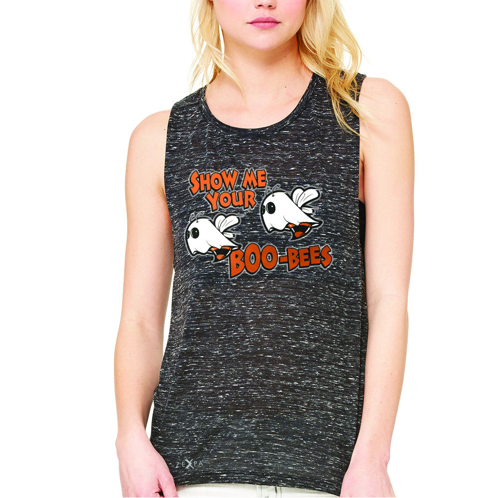 Show Me Your Boo-Bees Ghost  Women's Muscle Tee Halloween Costume Sleeveless - Zexpa Apparel - 3