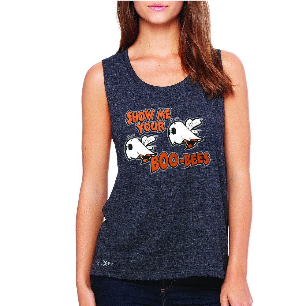 Show Me Your Boo-Bees Ghost  Women's Muscle Tee Halloween Costume Sleeveless - Zexpa Apparel - 1