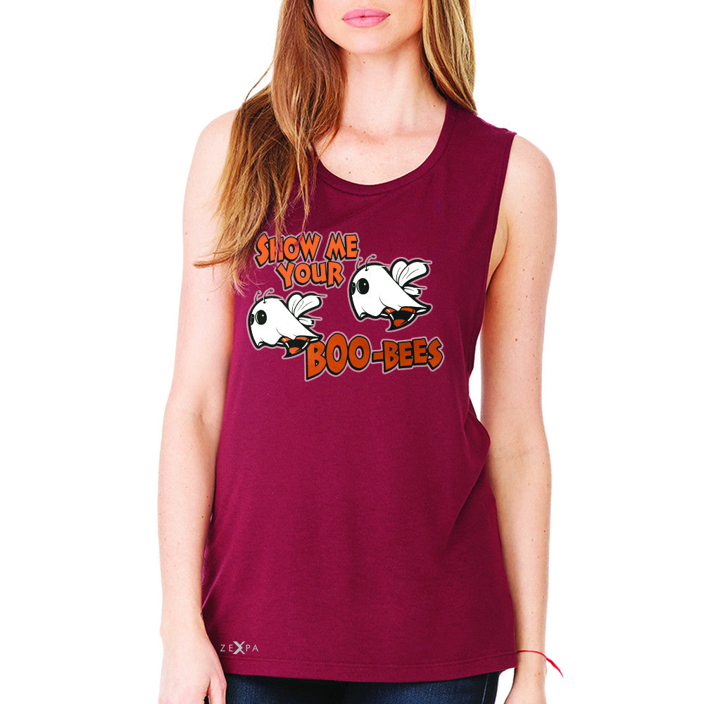Show Me Your Boo-Bees Ghost  Women's Muscle Tee Halloween Costume Sleeveless - Zexpa Apparel - 4