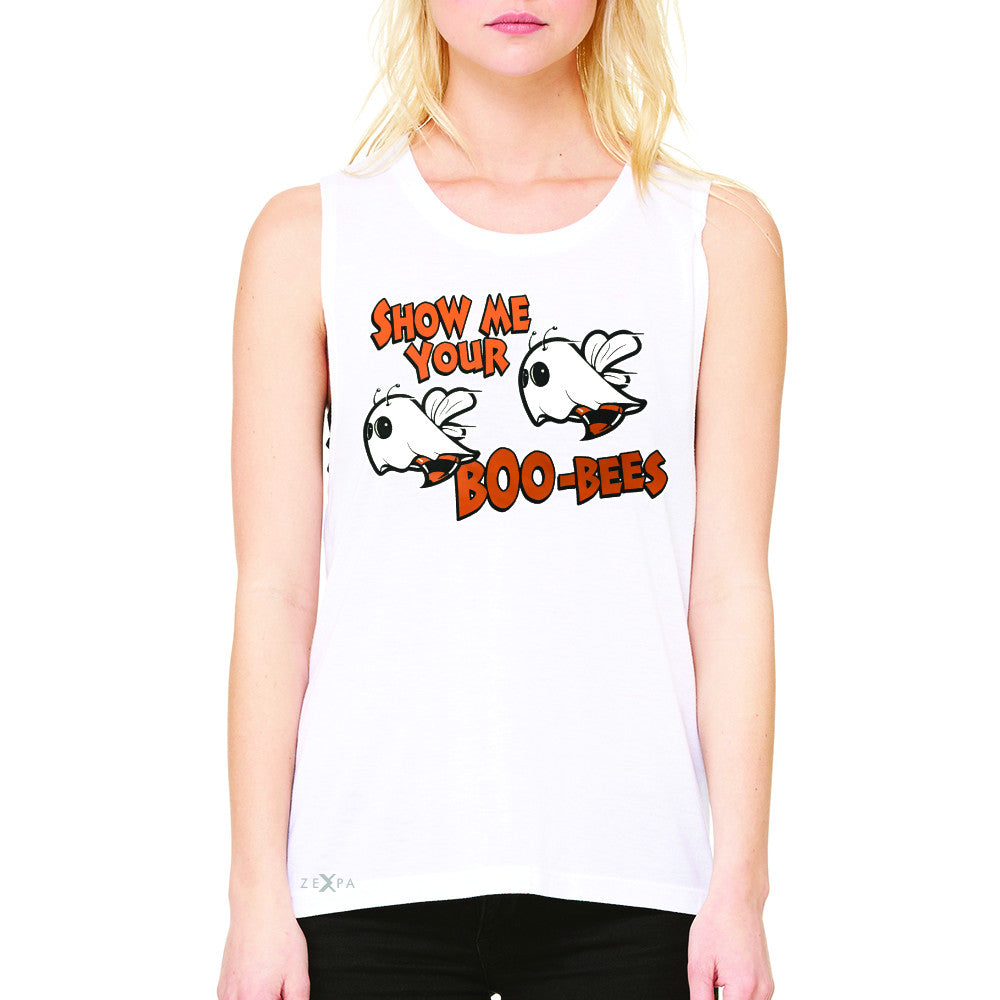 Show Me Your Boo-Bees Ghost  Women's Muscle Tee Halloween Costume Sleeveless - Zexpa Apparel - 6