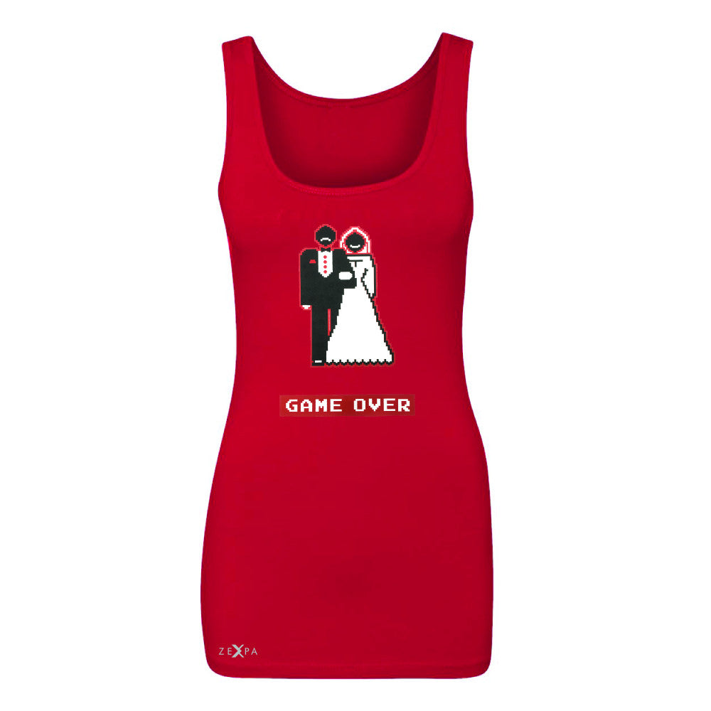 Game Over Wedding Married Video Game Women's Tank Top Funny Gift Sleeveless - Zexpa Apparel - 3
