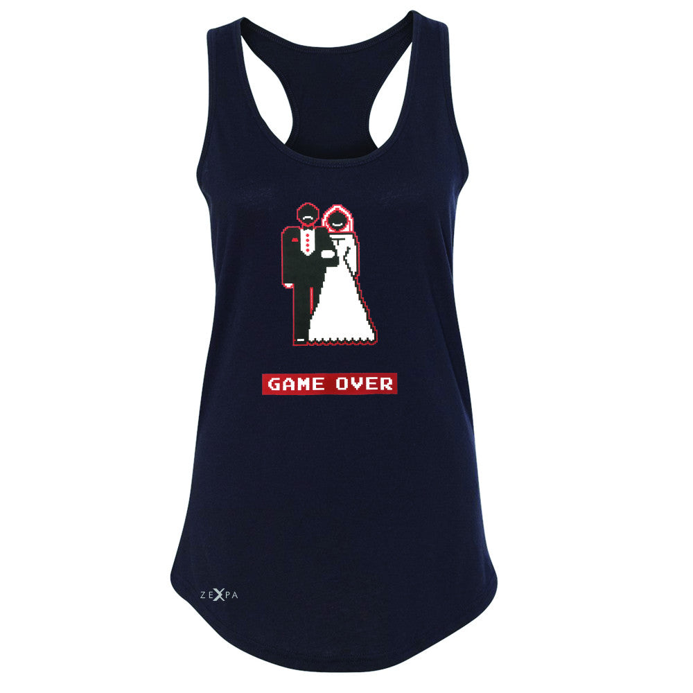 Game Over Wedding Married Video Game Women's Racerback Funny Gift Sleeveless - Zexpa Apparel - 1