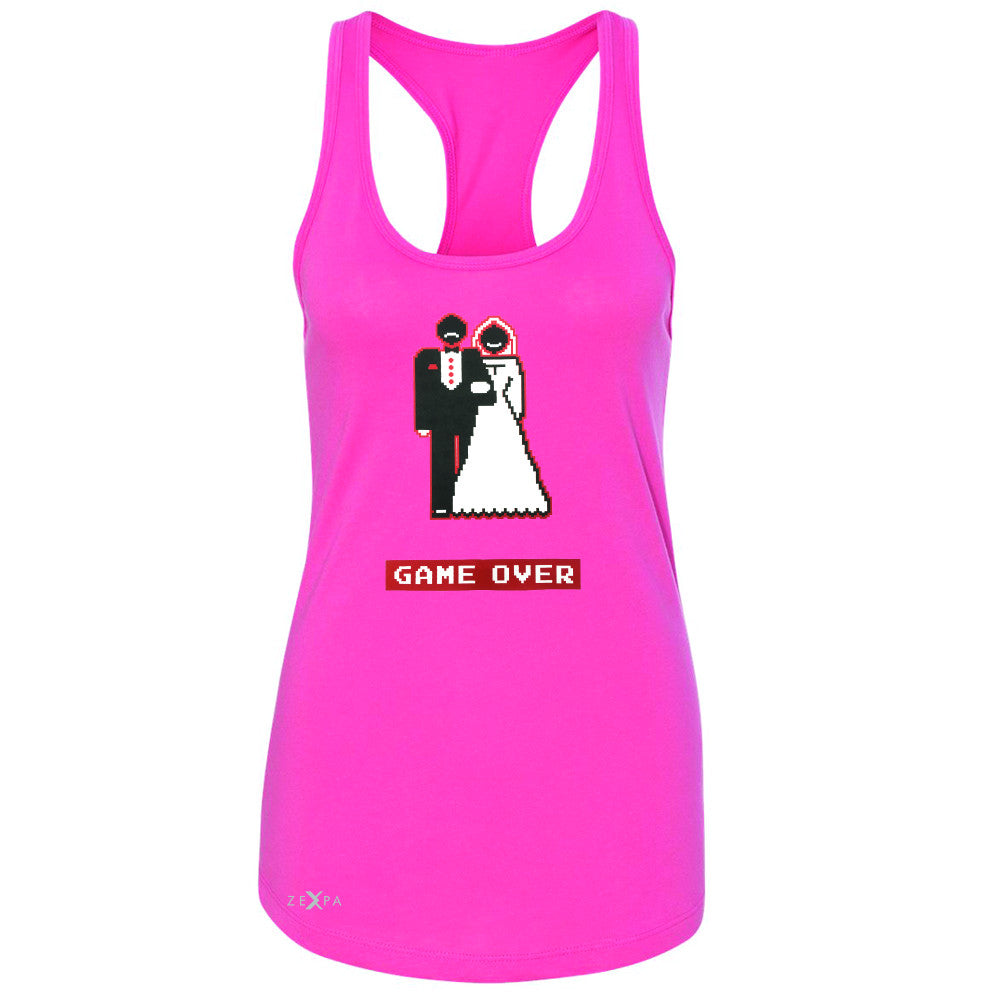Game Over Wedding Married Video Game Women's Racerback Funny Gift Sleeveless - Zexpa Apparel - 2