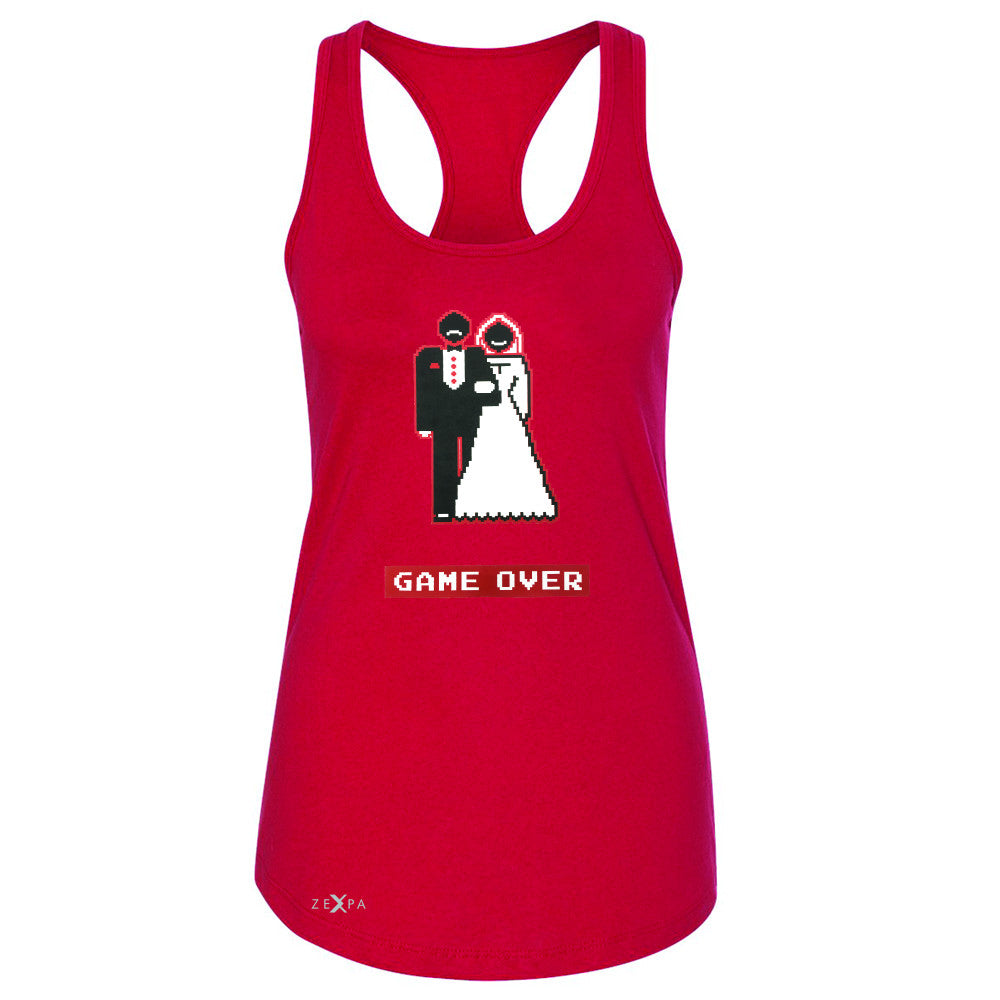 Game Over Wedding Married Video Game Women's Racerback Funny Gift Sleeveless - Zexpa Apparel - 3
