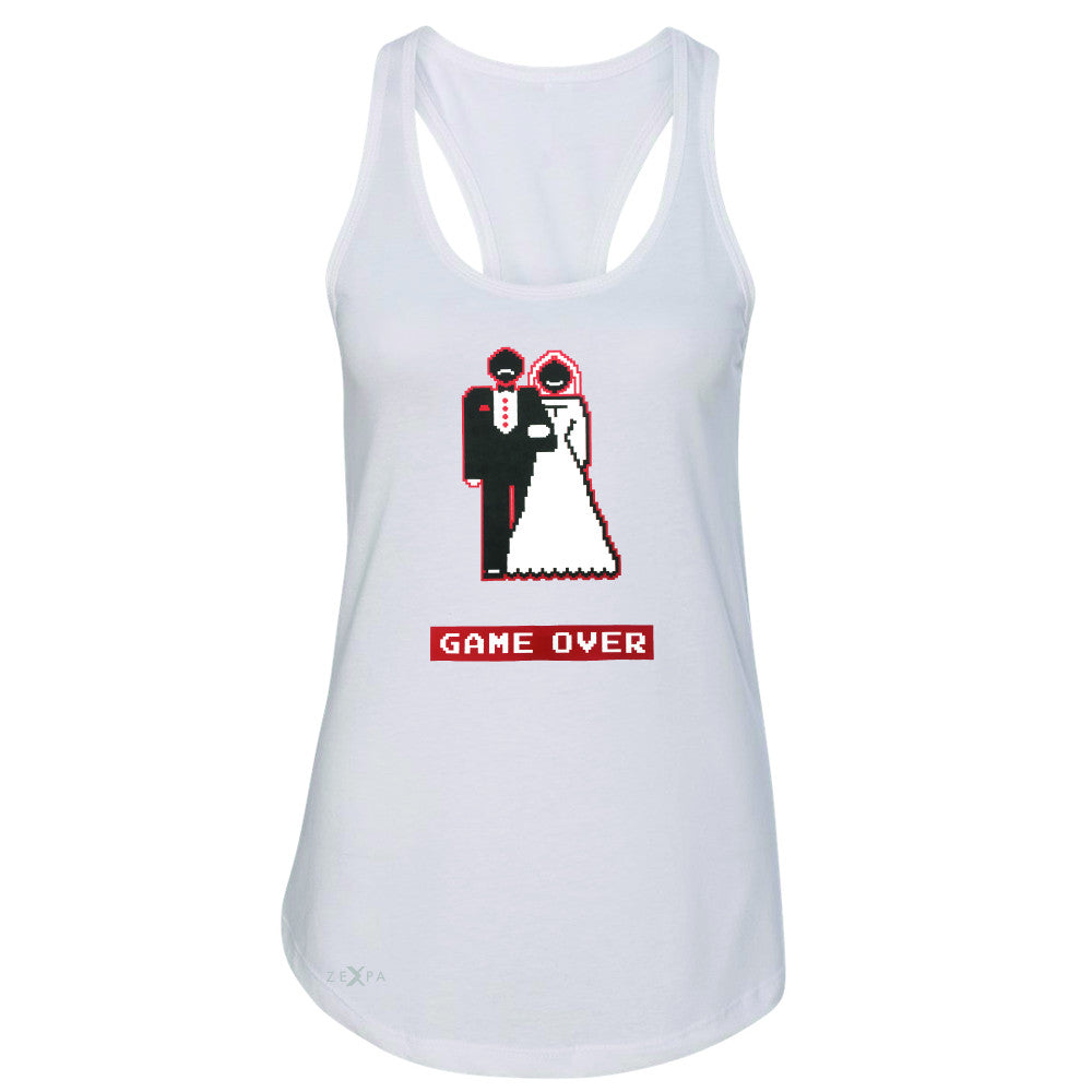 Game Over Wedding Married Video Game Women's Racerback Funny Gift Sleeveless - Zexpa Apparel - 4