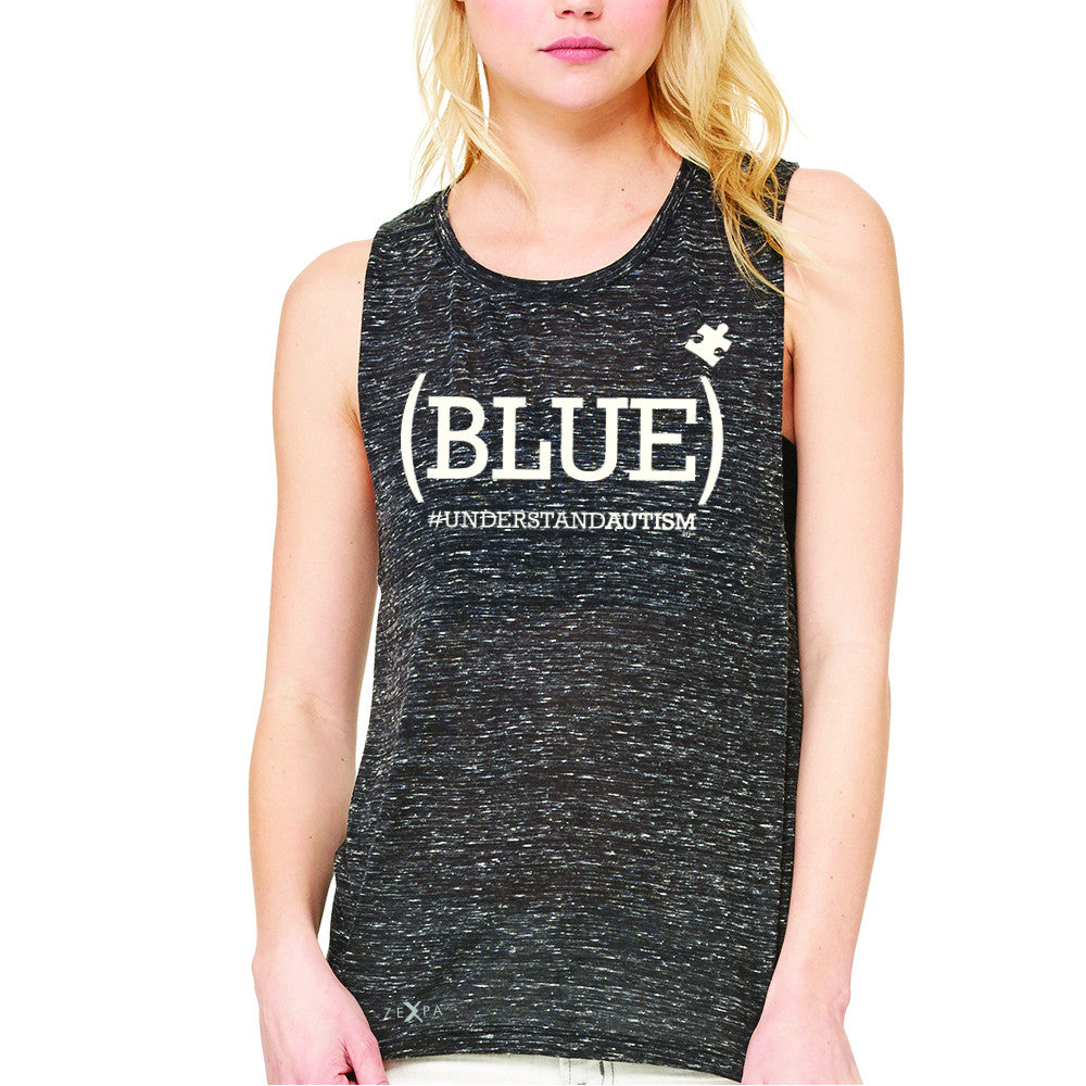 Zexpa Apparel™ Blue Understand Autism #understandautism Women's Muscle Tee Support Sleeveless - Zexpa Apparel Halloween Christmas Shirts