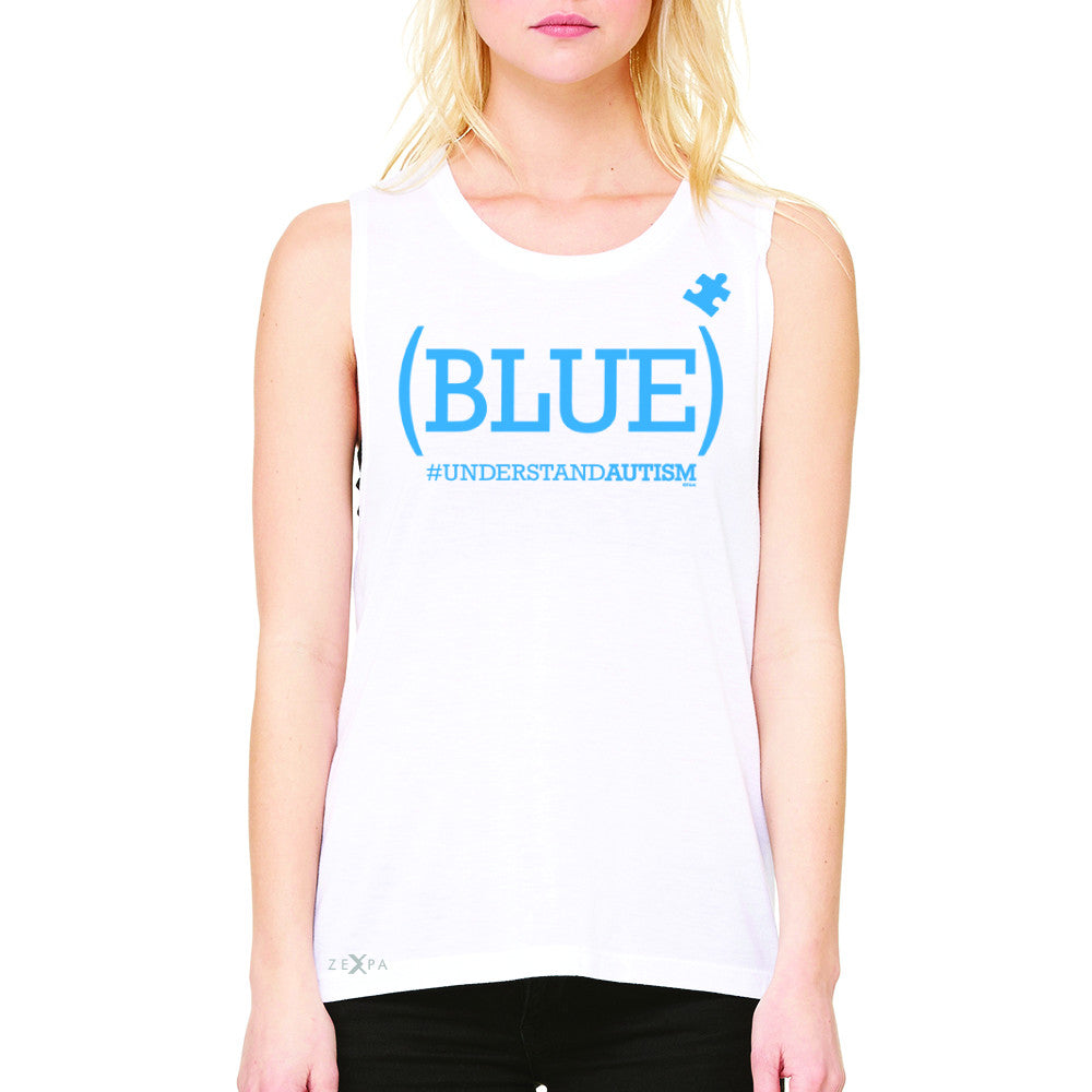Zexpa Apparel™ Blue Understand Autism #understandautism Women's Muscle Tee Aware Sleeveless - Zexpa Apparel Halloween Christmas Shirts