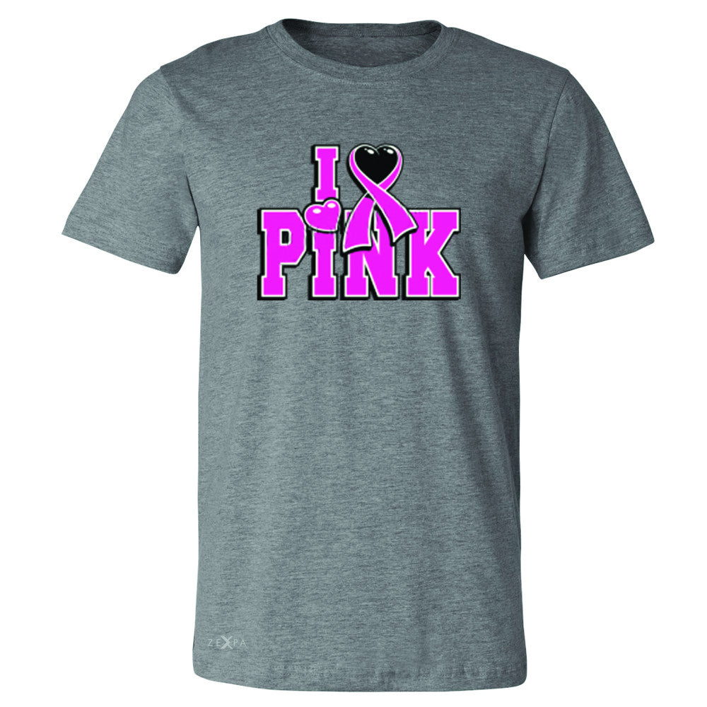 I Love Pink - Pink Heart Ribbon Men's T-shirt Breast Cancer Tee - Zexpa Apparel - 3