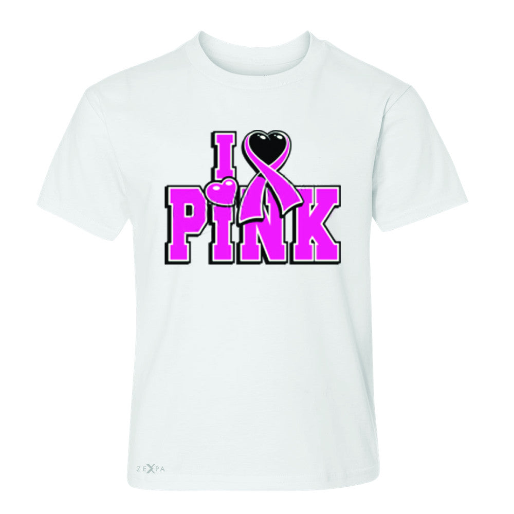 I Love Pink - Pink Heart Ribbon Youth T-shirt Breast Cancer Tee - Zexpa Apparel - 5