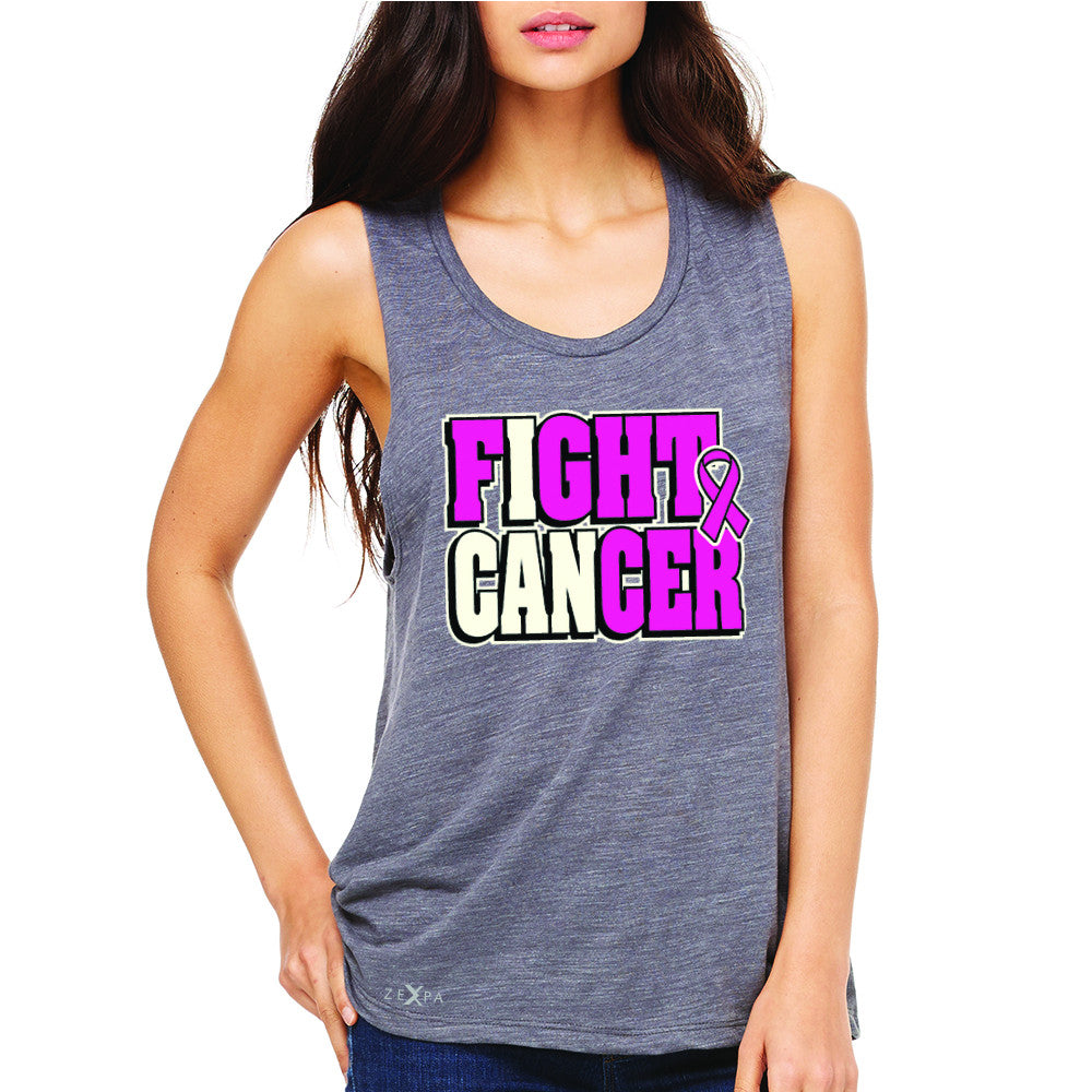 Fight Cancer I CAN Women's Muscle Tee Breast Cancer Sleeveless - Zexpa Apparel - 2