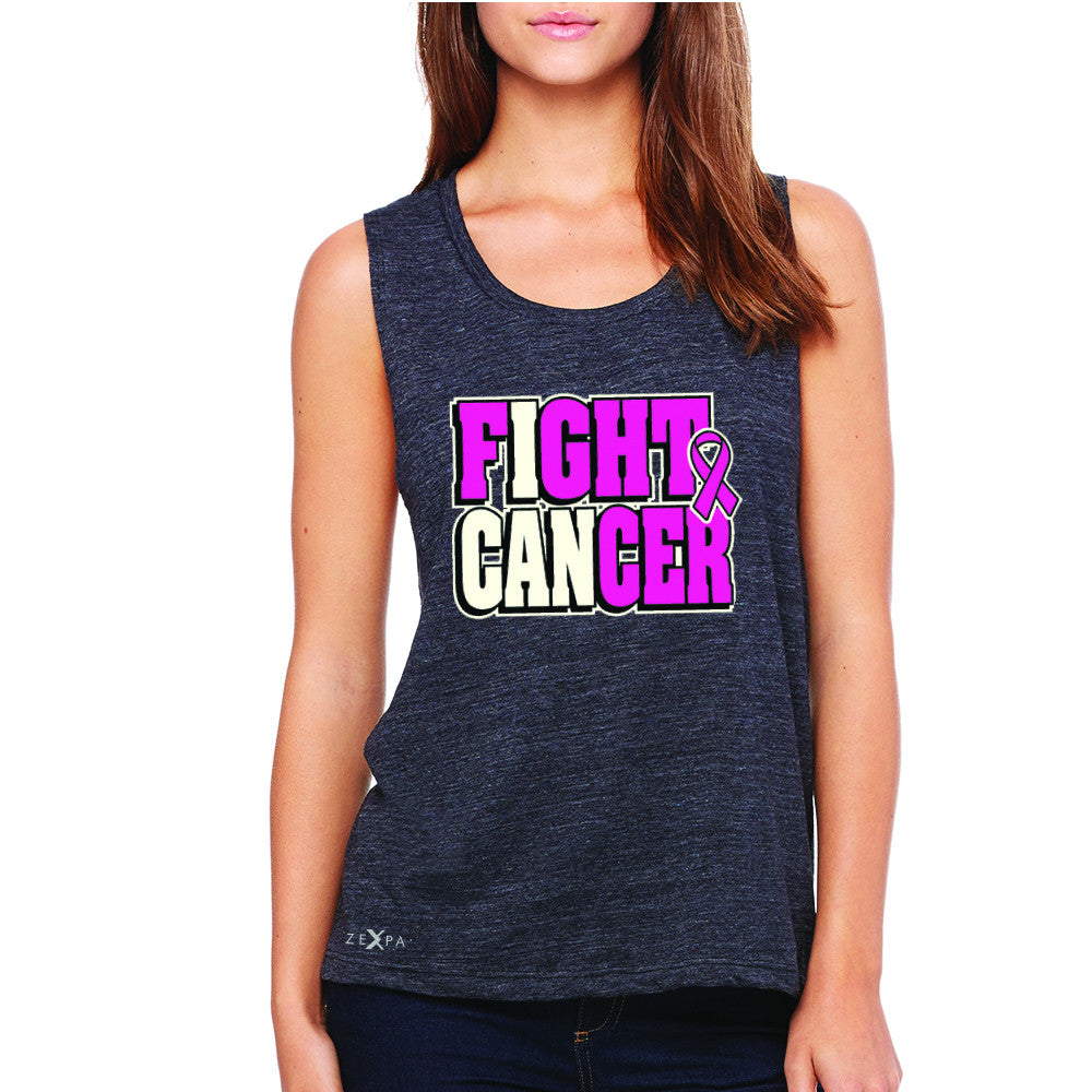 Fight Cancer I CAN Women's Muscle Tee Breast Cancer Sleeveless - Zexpa Apparel