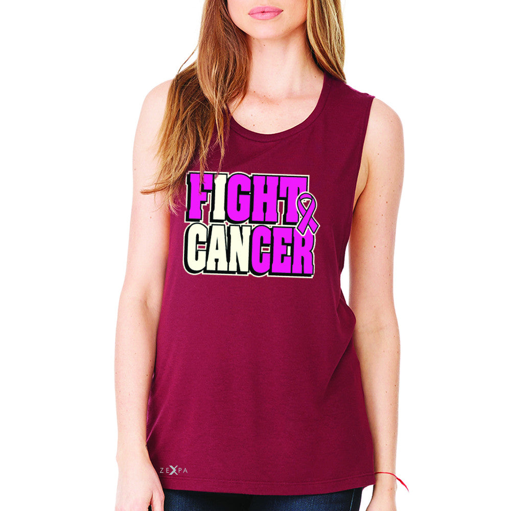 Fight Cancer I CAN Women's Muscle Tee Breast Cancer Sleeveless - Zexpa Apparel - 4
