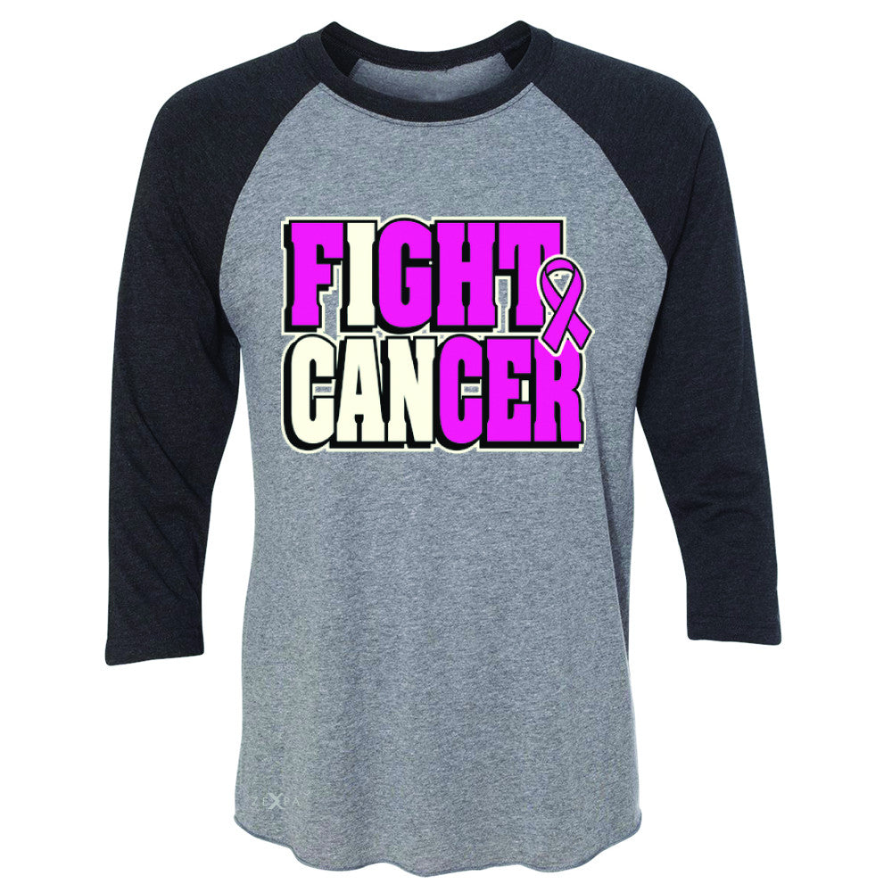 Fight Cancer I CAN 3/4 Sleevee Raglan Tee Breast Cancer Tee - Zexpa Apparel
