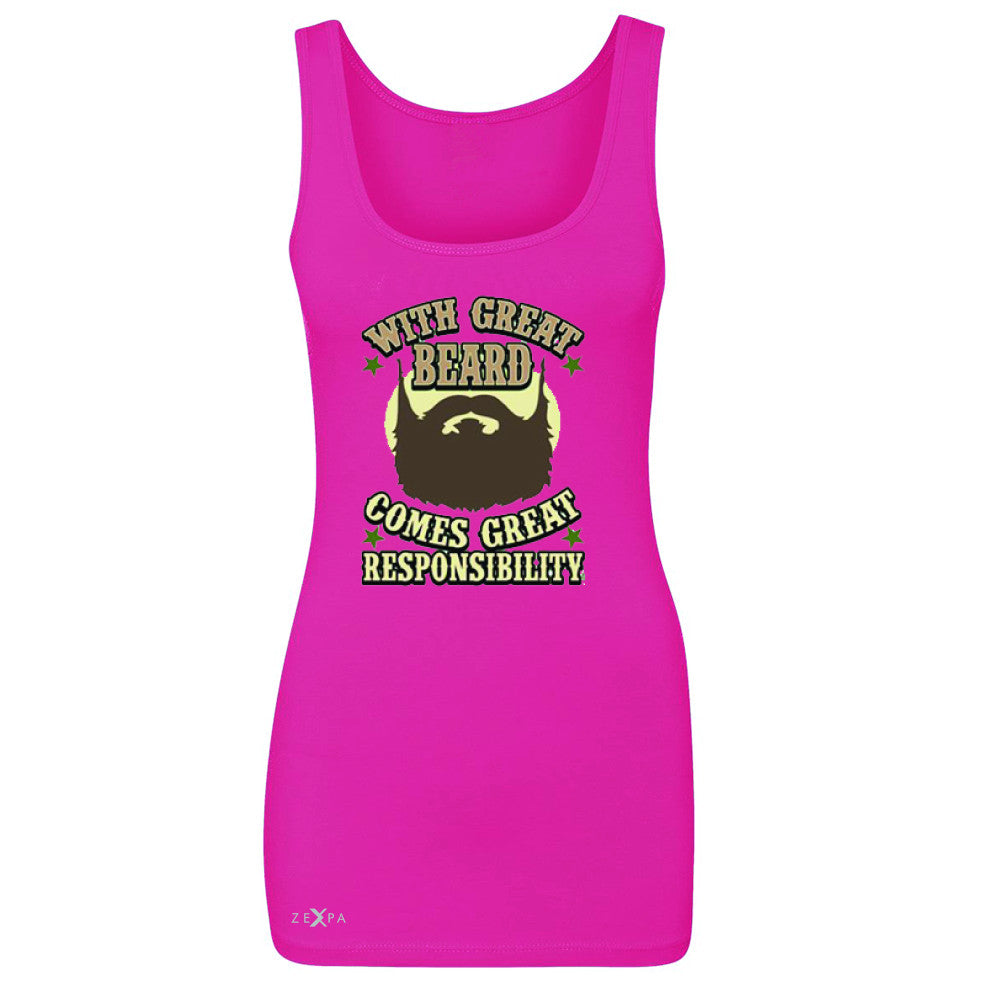 With Great Beard Comes Great Responsibility Women's Tank Top Fun Sleeveless - Zexpa Apparel - 2