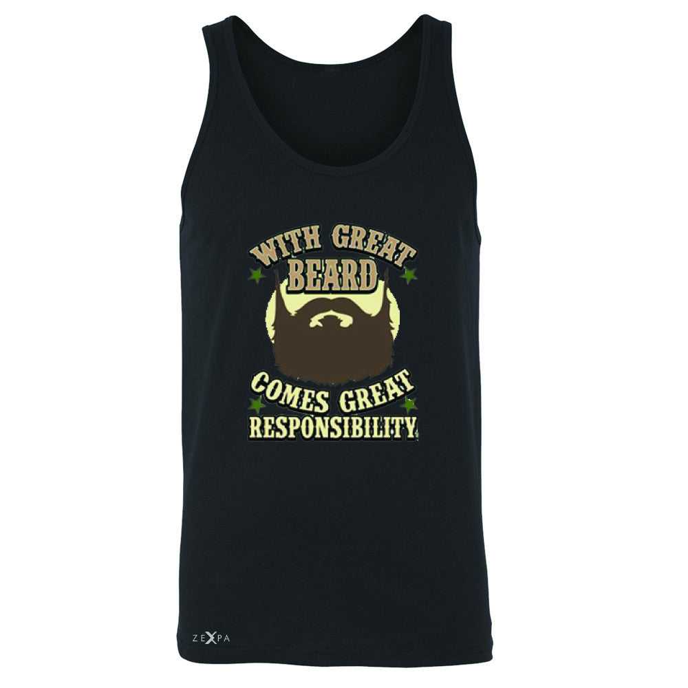 With Great Beard Comes Great Responsibility Men's Jersey Tank Fun Sleeveless - Zexpa Apparel - 1