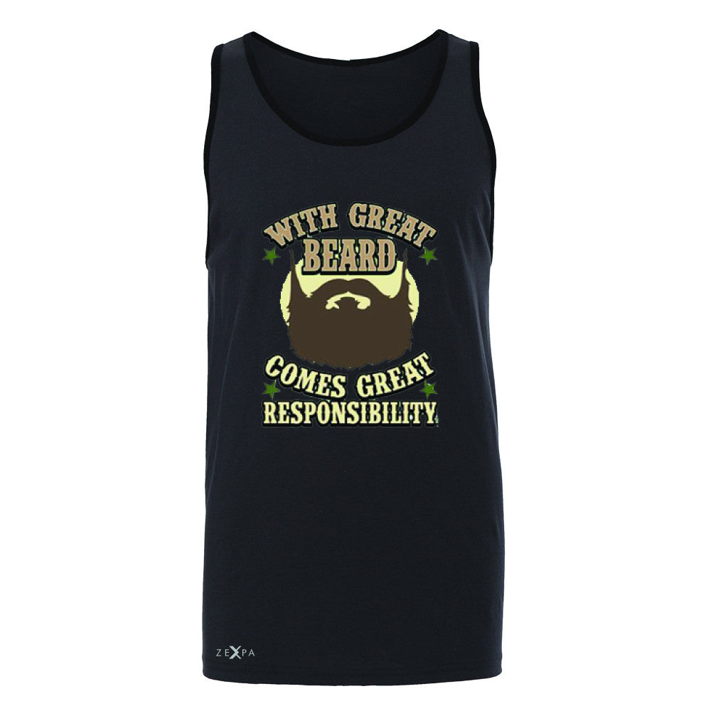 With Great Beard Comes Great Responsibility Men's Jersey Tank Fun Sleeveless - Zexpa Apparel - 3