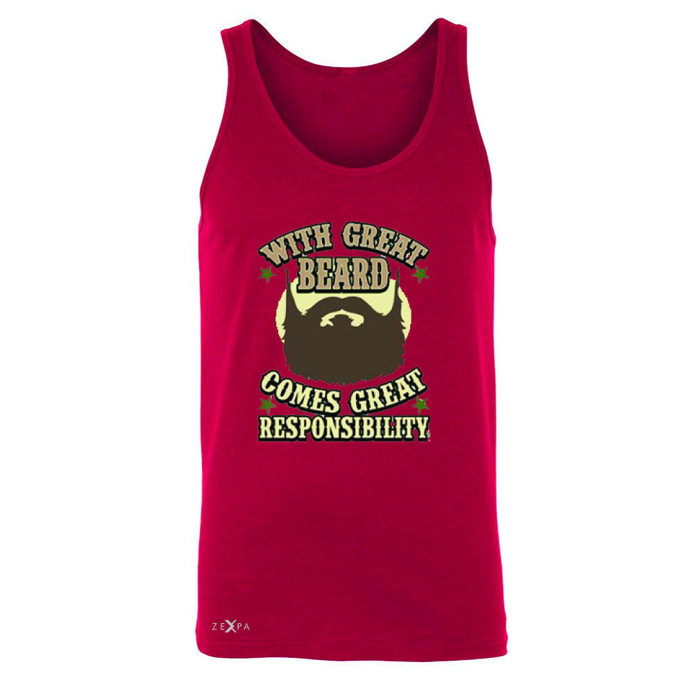 With Great Beard Comes Great Responsibility Men's Jersey Tank Fun Sleeveless - Zexpa Apparel - 4