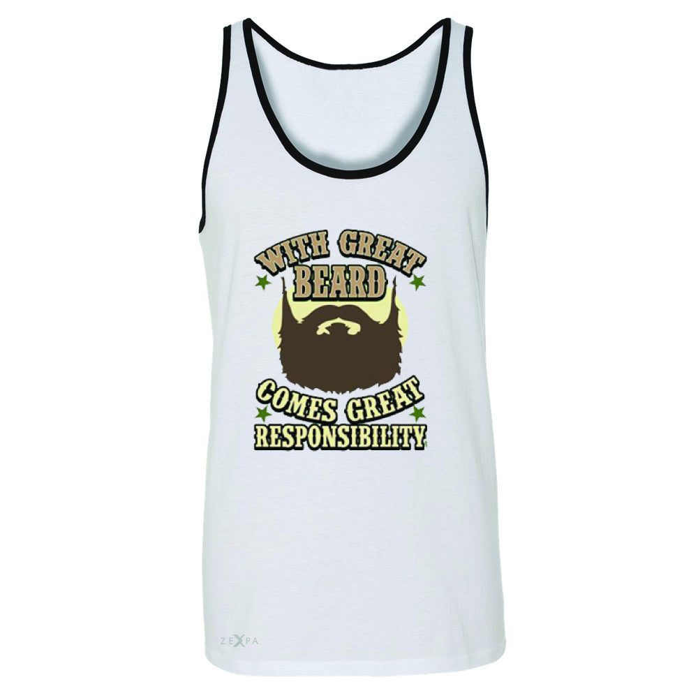 With Great Beard Comes Great Responsibility Men's Jersey Tank Fun Sleeveless - Zexpa Apparel - 6