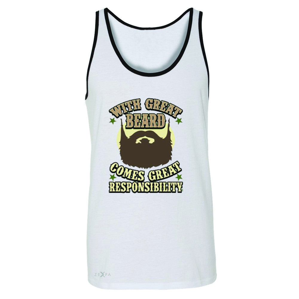 With Great Beard Comes Great Responsibility Men's Jersey Tank Fun Sleeveless - Zexpa Apparel - 6