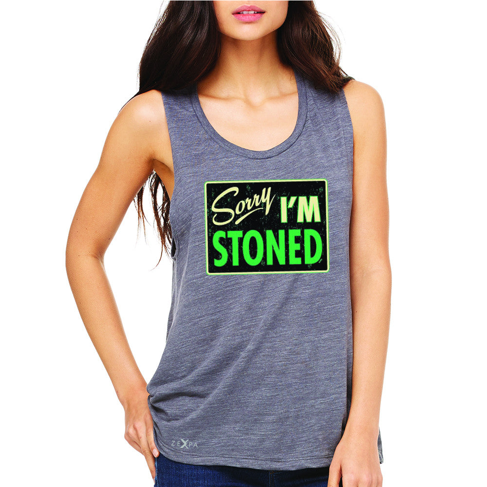 I'm Stoned Weed Smoker Women's Muscle Tee Fun Sleeveless - Zexpa Apparel - 2
