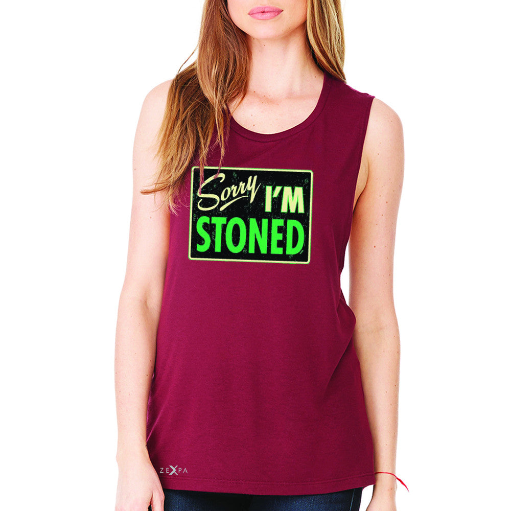 I'm Stoned Weed Smoker Women's Muscle Tee Fun Sleeveless - Zexpa Apparel - 4