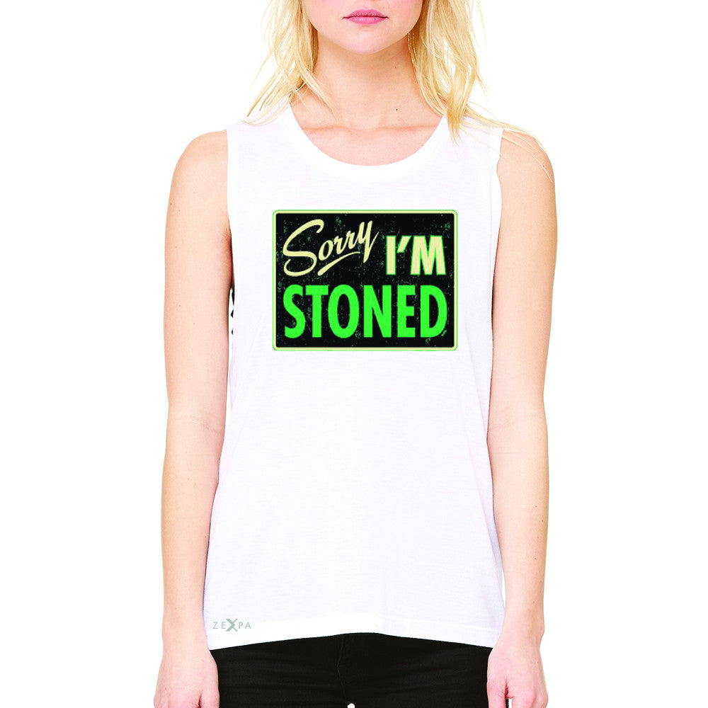 I'm Stoned Weed Smoker Women's Muscle Tee Fun Sleeveless - Zexpa Apparel - 6