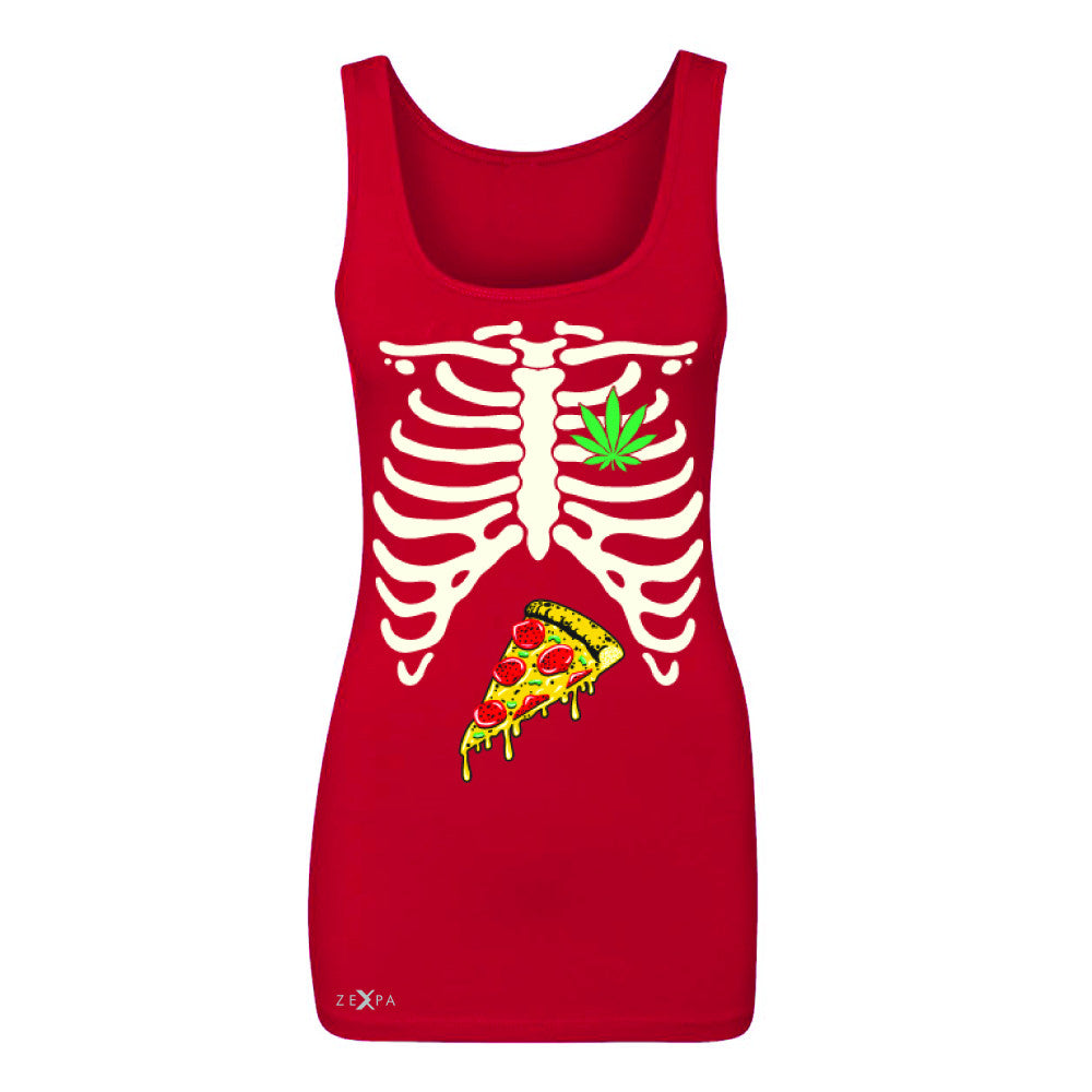 Rib Cage Weed Pizza Muchies Women's Tank Top Funny Gift Friend Sleeveless - Zexpa Apparel - 3
