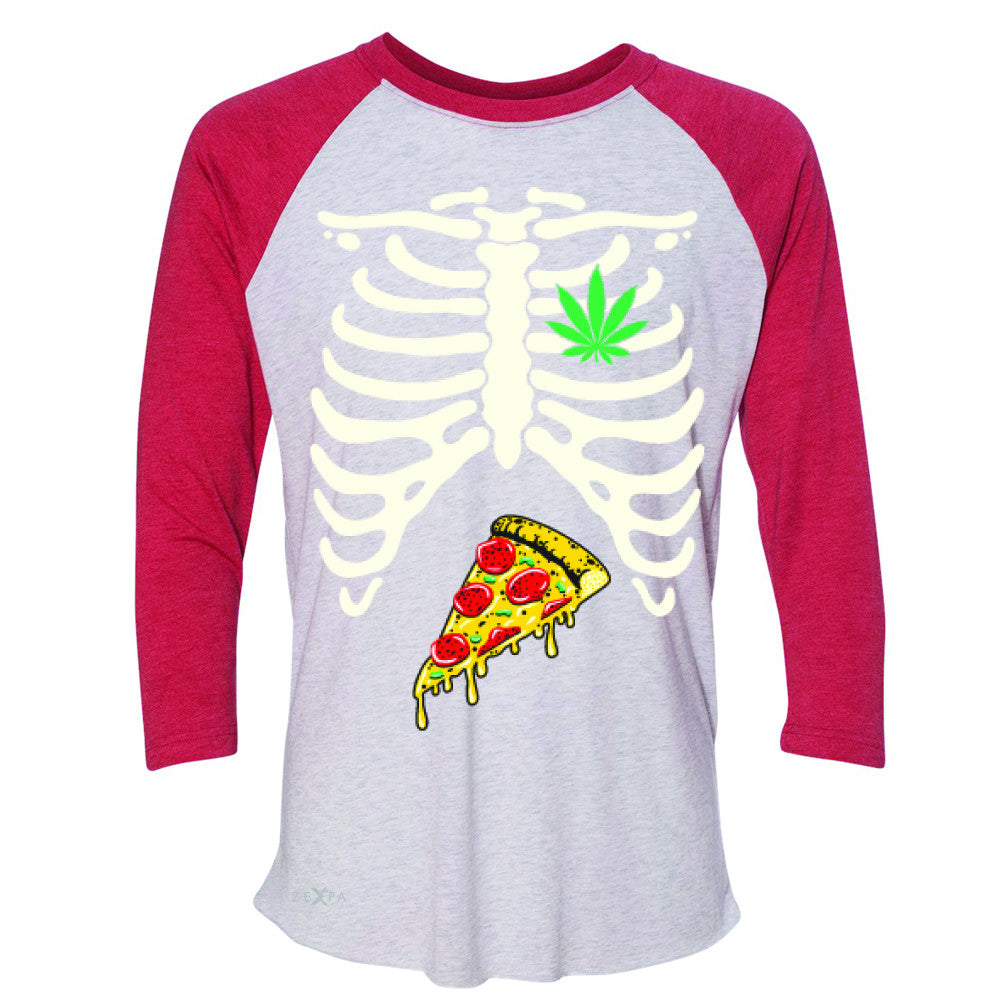 Rib Cage Weed Pizza Muchies 3/4 Sleevee Raglan Tee Funny Gift Friend Tee - Zexpa Apparel - 2