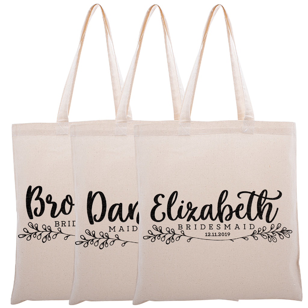 Personalized Tote Bag For Bridesmaids Wedding | Customized Bachelorette Party Bag | Baby Shower and Events Totes |Design #19