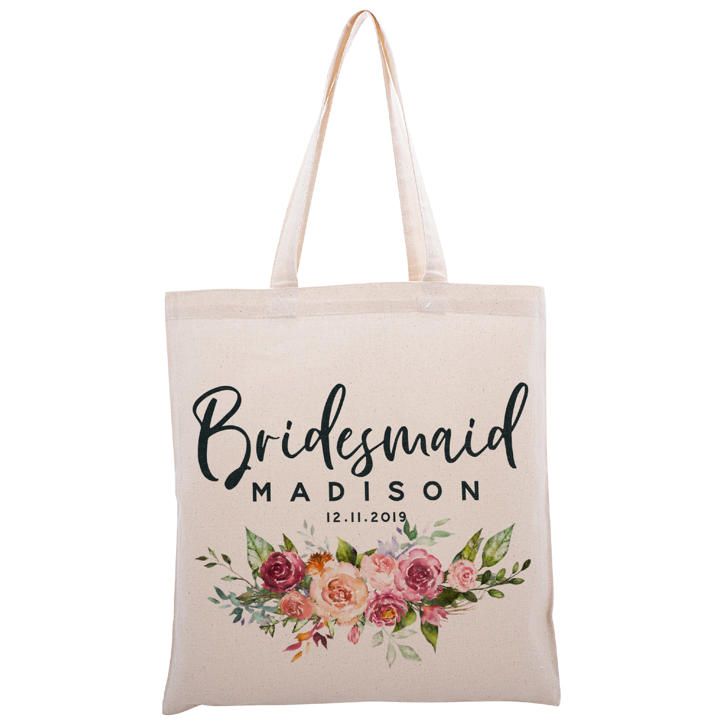 Personalized Tote Bag, Bridesmaid Totes Bag,Name Shoulder Tote Bag, Canvas  Bag, Custom Bear Bag Birthday Gift Wedding Tote Bags