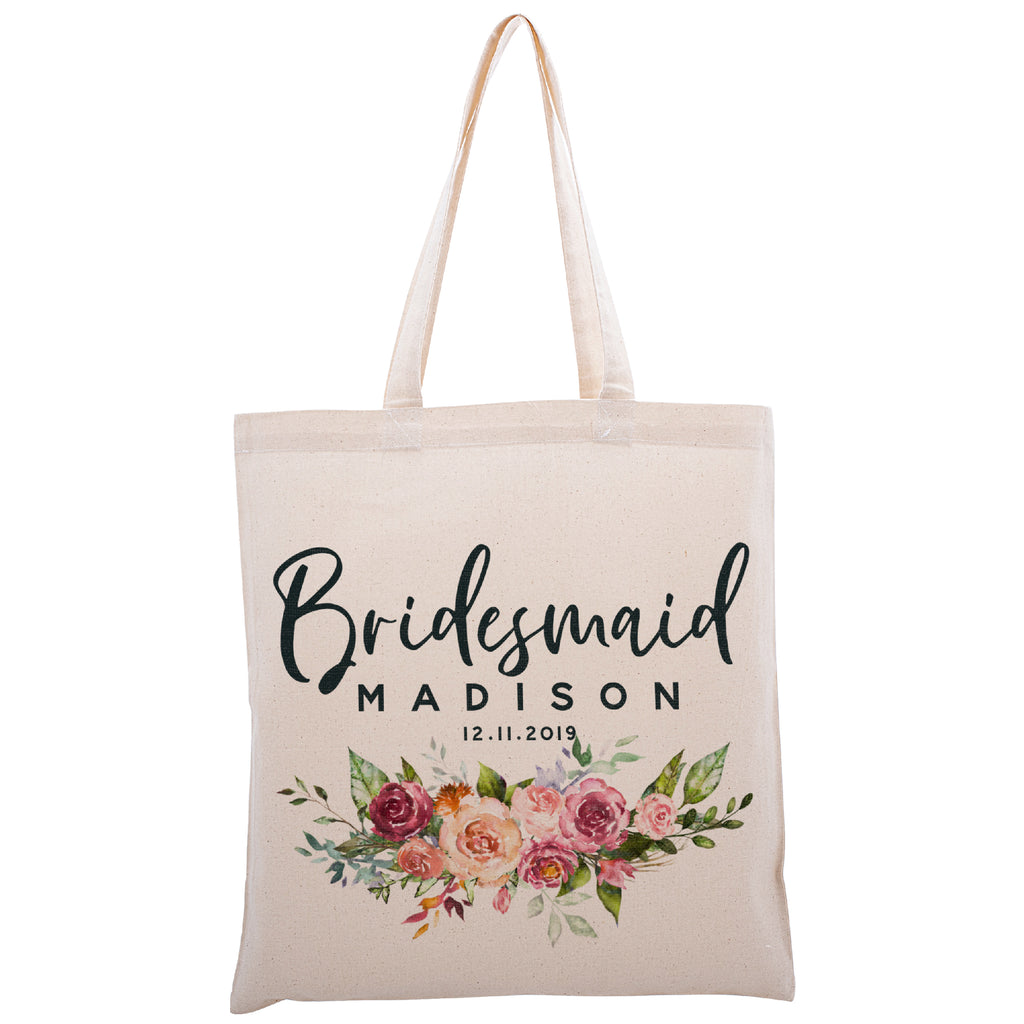 Personalized Tote Bag For Bridesmaids Wedding | Customized Bachelorette Party Bag | Baby Shower and Events Totes |Design #8