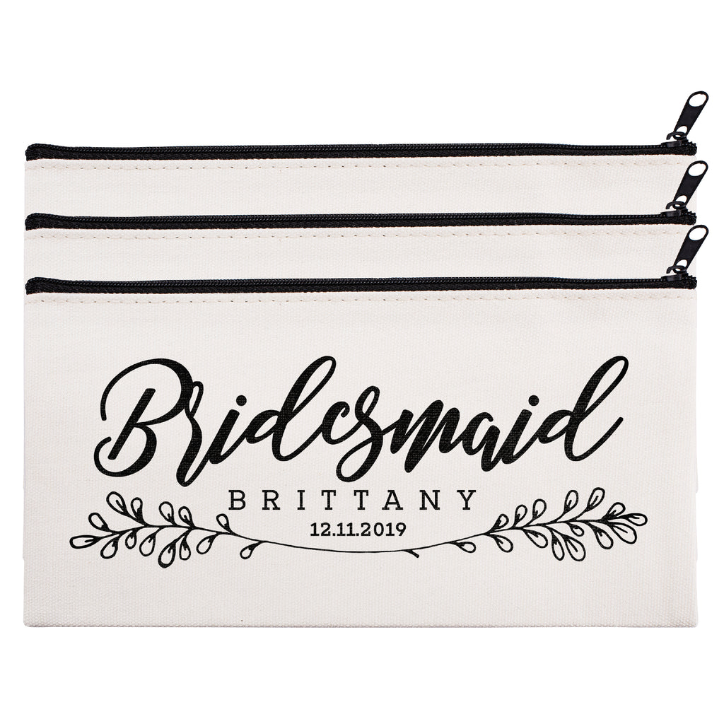 Personalized Makeup Bag Bridesmaid | Wedding Customized Pouch | Bachelorette Party Cosmetic Case |Toiletries Hndy Organizer with Zipper|Events Parties Baby Shower Anniversary Christmas Gift|Desging #16