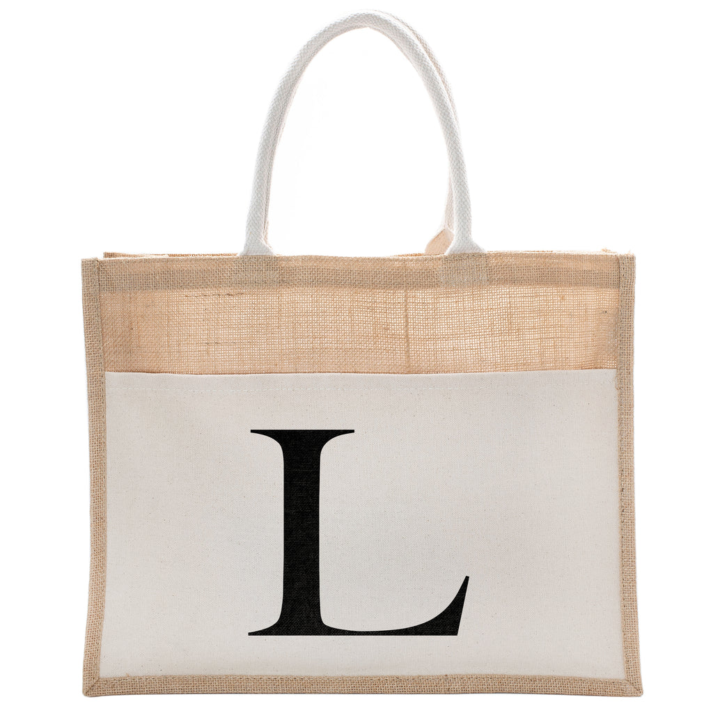 Daily Use Canvas Tote Bag With Initial For Beach Workout Yoga Vacation Gym | Luxury Totes Gift for Christmas Events and Parties