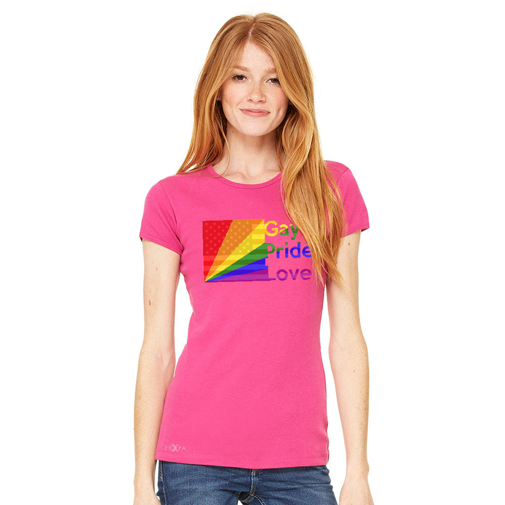 Zexpa Apparel™ American - Rainbow Flag  Gay Pride Love Women's T-shirt Pride Tee - Zexpa Apparel Halloween Christmas Shirts