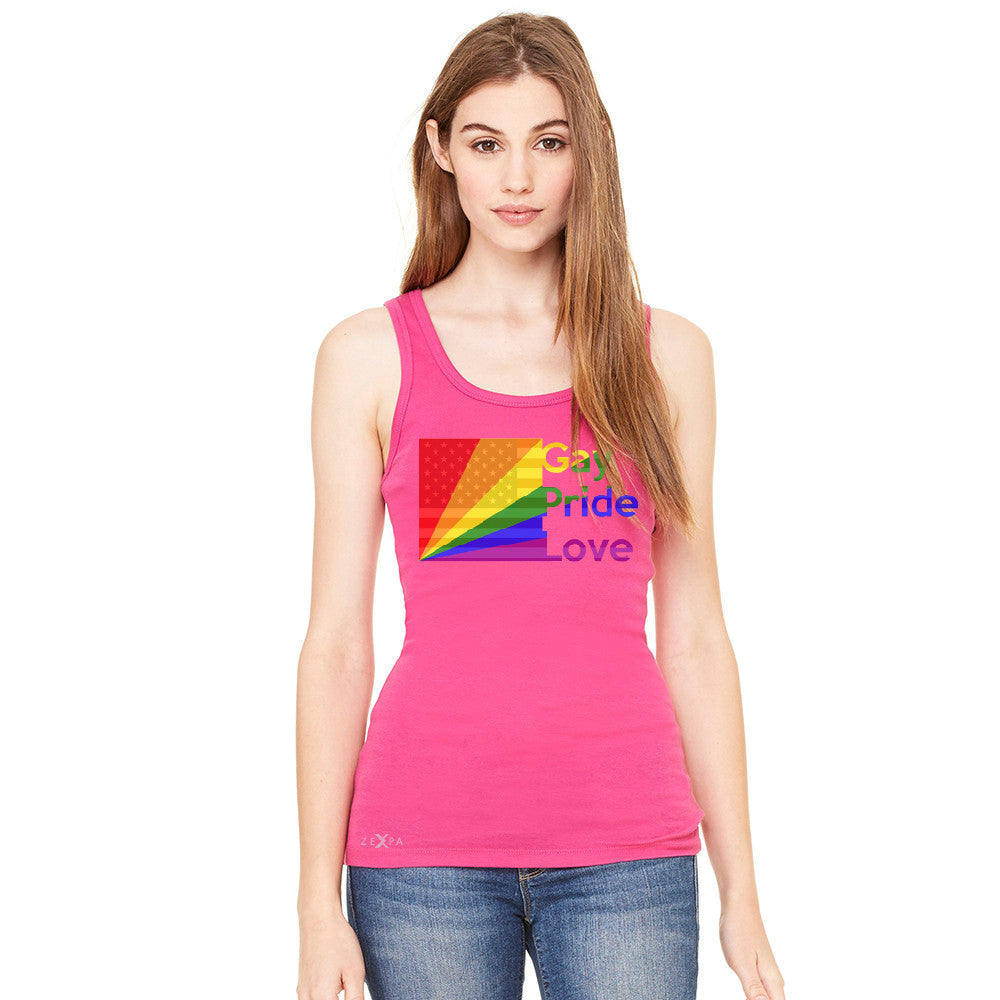 Zexpa Apparel™ American - Rainbow Flag  Gay Pride Love Women's Tank Top Pride Sleeveless - Zexpa Apparel Halloween Christmas Shirts