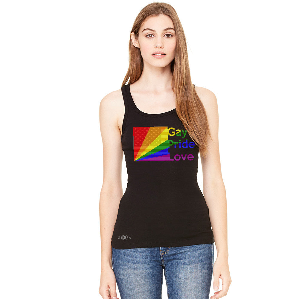 Zexpa Apparel™ American - Rainbow Flag  Gay Pride Love Women's Tank Top Pride Sleeveless - Zexpa Apparel Halloween Christmas Shirts
