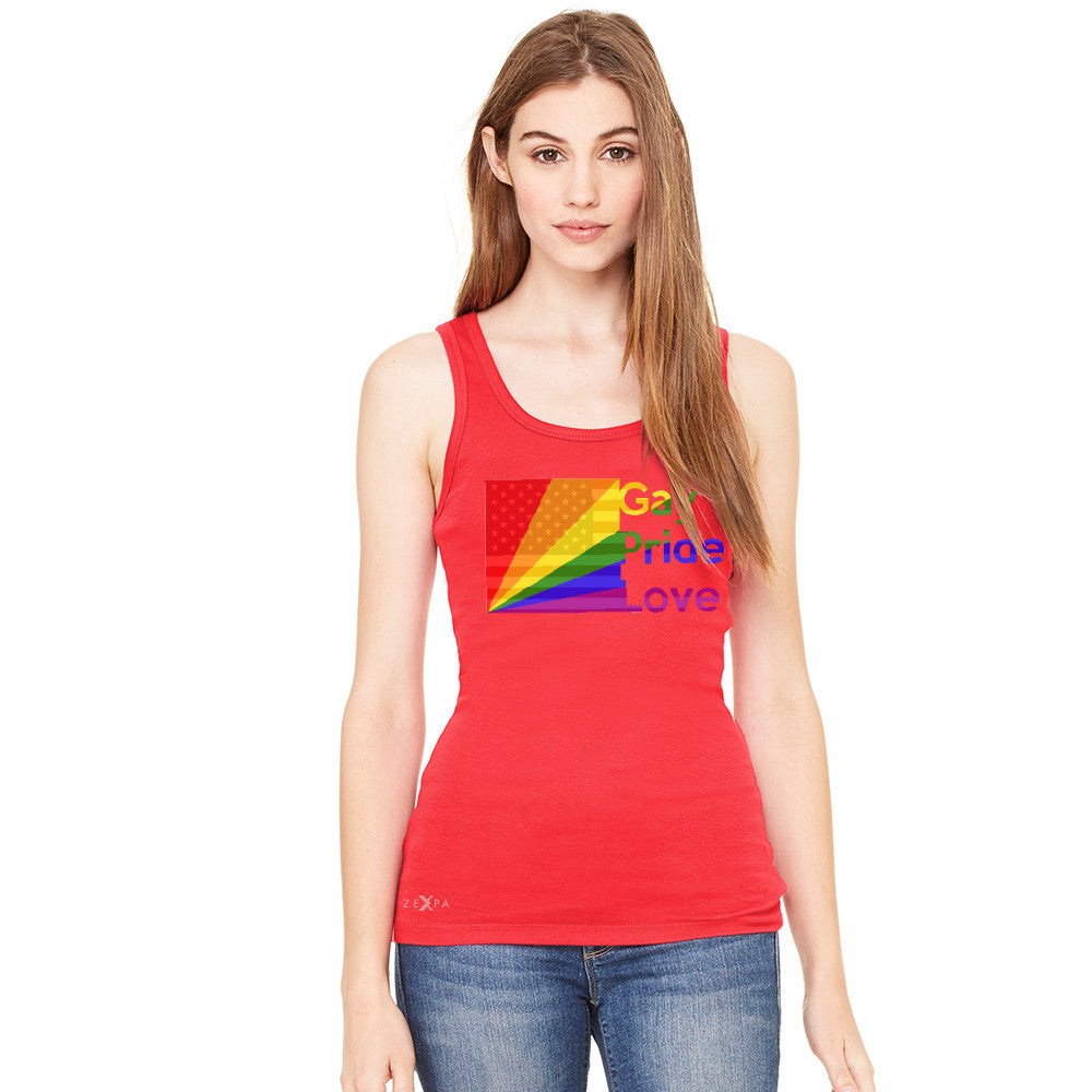 Zexpa Apparel™ American - Rainbow Flag  Gay Pride Love Women's Tank Top Pride Sleeveless - Zexpa Apparel Halloween Christmas Shirts