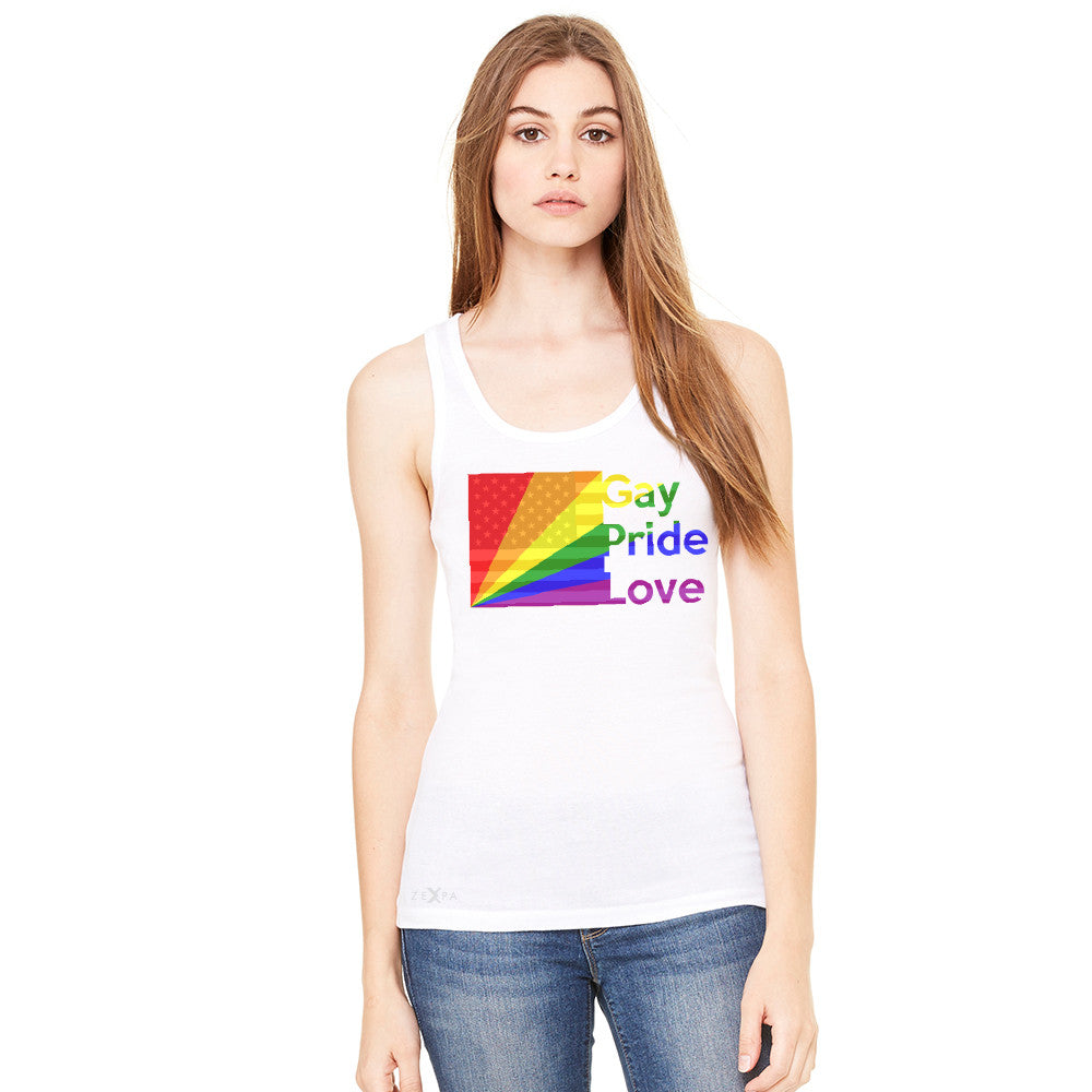 Zexpa Apparel™ American - Rainbow Flag  Gay Pride Love Women's Tank Top Pride Sleeveless - Zexpa Apparel Halloween Christmas Shirts