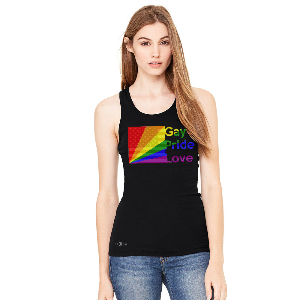 Zexpa Apparel™ American - Rainbow Flag  Gay Pride Love Women's Racerback Pride Sleeveless - Zexpa Apparel Halloween Christmas Shirts