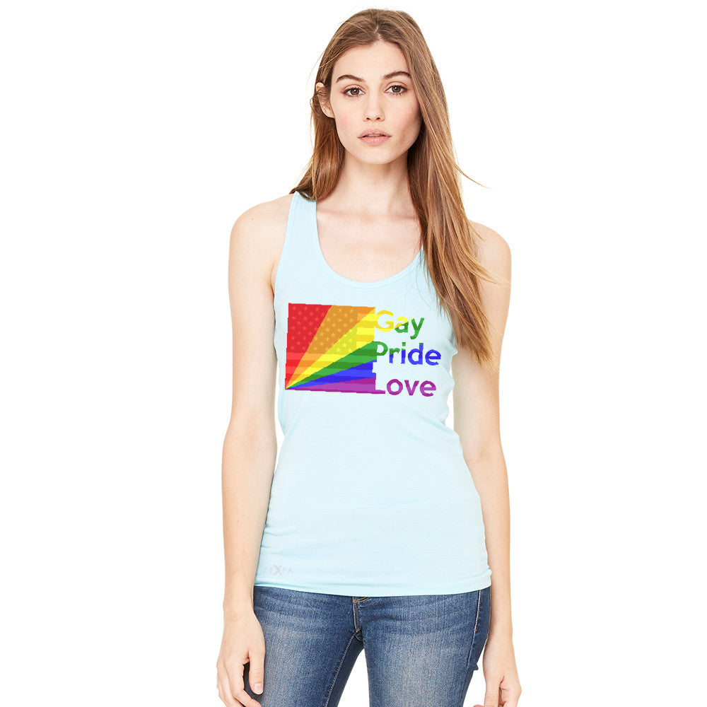 Zexpa Apparel™ American - Rainbow Flag  Gay Pride Love Women's Racerback Pride Sleeveless - Zexpa Apparel Halloween Christmas Shirts