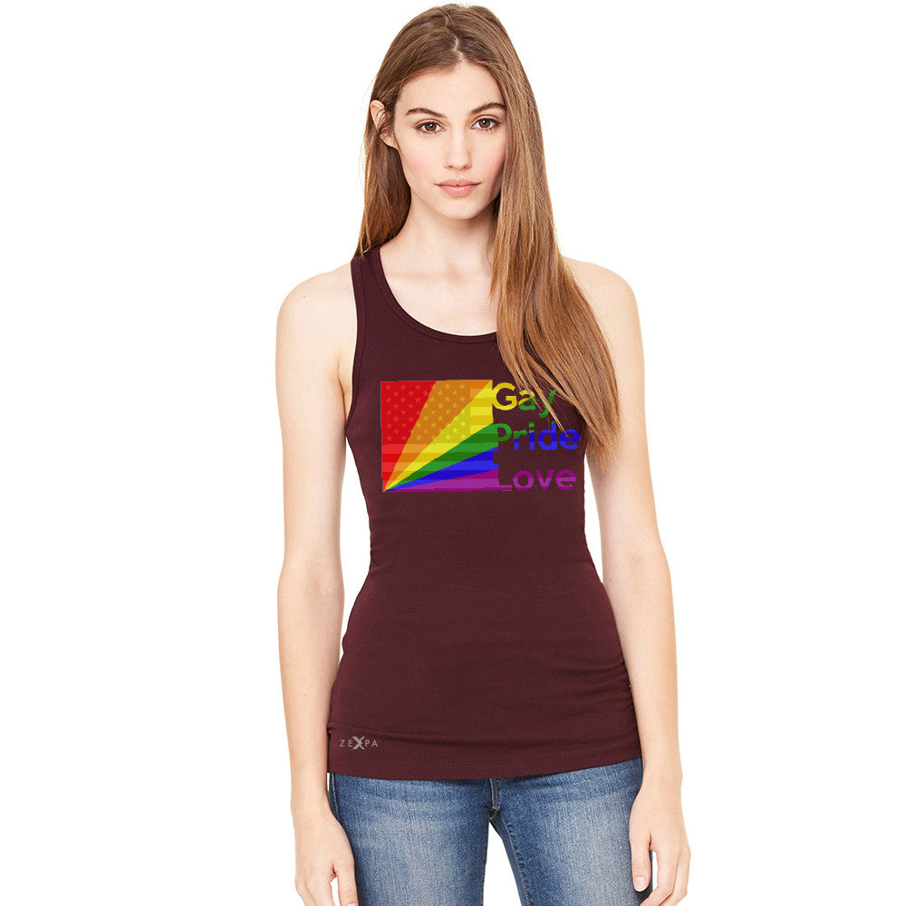 Zexpa Apparel™ American - Rainbow Flag  Gay Pride Love Women's Racerback Pride Sleeveless - Zexpa Apparel Halloween Christmas Shirts