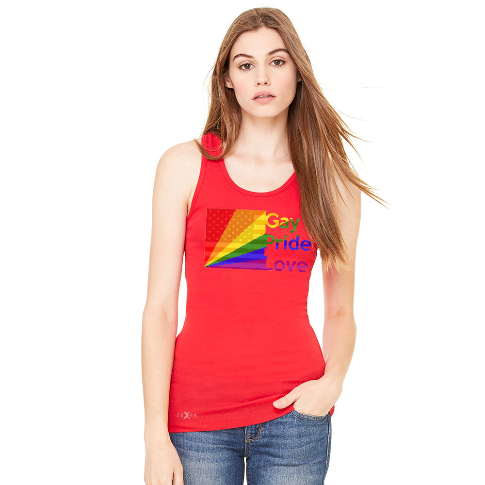 Zexpa Apparel™ American - Rainbow Flag  Gay Pride Love Women's Racerback Pride Sleeveless - Zexpa Apparel Halloween Christmas Shirts