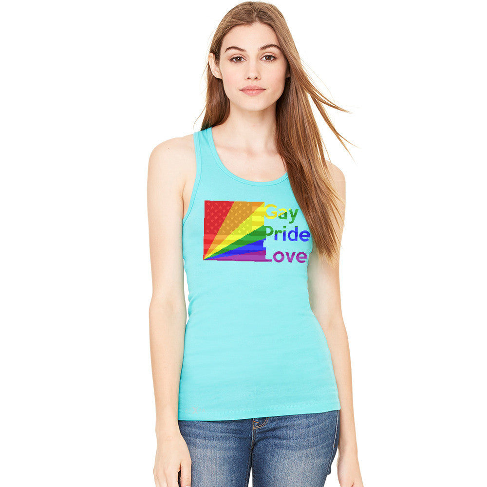 Zexpa Apparel™ American - Rainbow Flag  Gay Pride Love Women's Racerback Pride Sleeveless - Zexpa Apparel Halloween Christmas Shirts