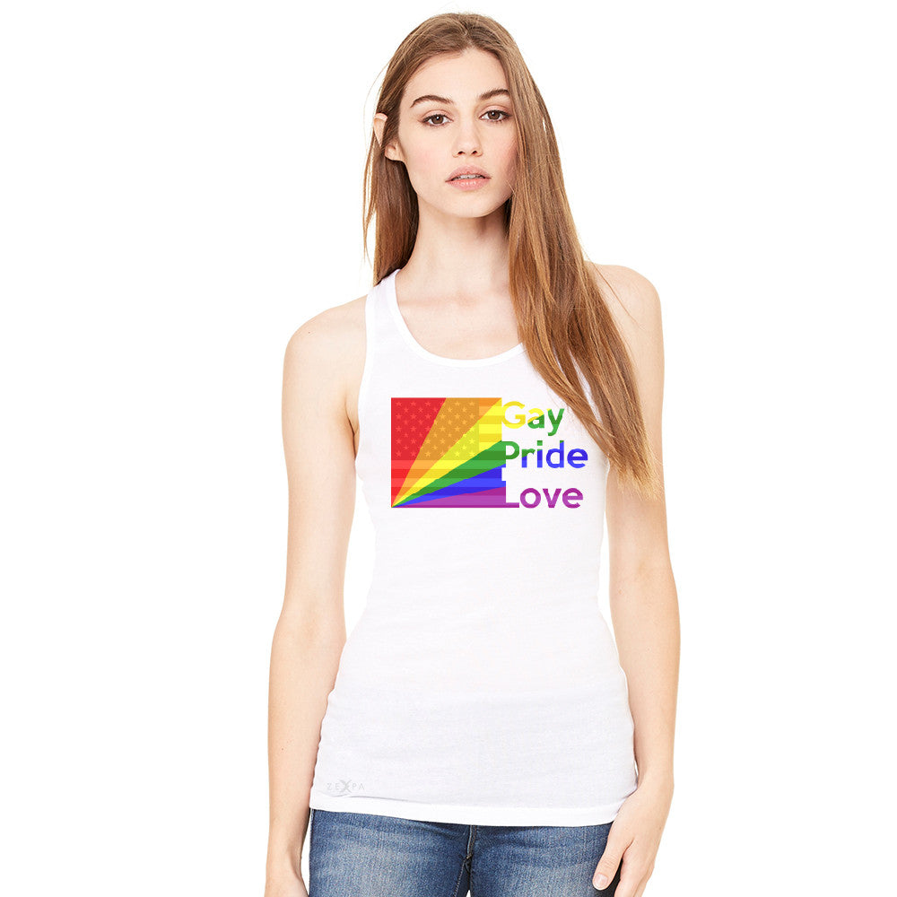Zexpa Apparel™ American - Rainbow Flag  Gay Pride Love Women's Racerback Pride Sleeveless - Zexpa Apparel Halloween Christmas Shirts
