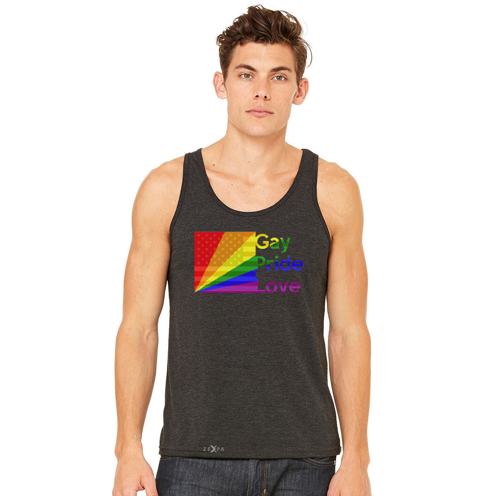 Zexpa Apparel™ American - Rainbow Flag  Gay Pride Love Men's Jersey Tank Pride Sleeveless - Zexpa Apparel Halloween Christmas Shirts