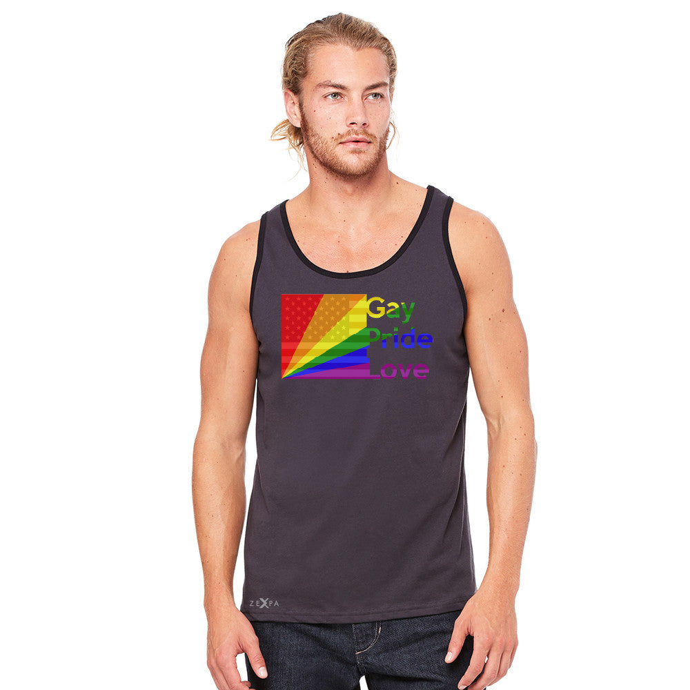 Zexpa Apparel™ American - Rainbow Flag  Gay Pride Love Men's Jersey Tank Pride Sleeveless - Zexpa Apparel Halloween Christmas Shirts